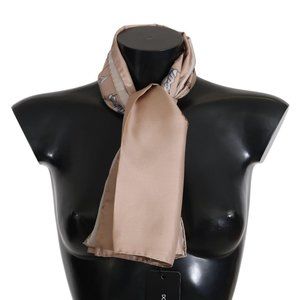 Dolce & Gabbana Beige 100% Silk Bird Print Scarf